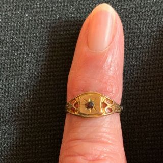 Vintage 10K Gold Baby Ring Red Stone Size 1 1/2 4