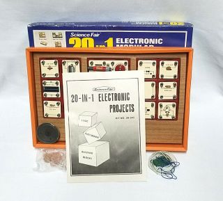 VINTAGE 1971 Science Fair 20 in 1 Electronic Modular Experiment Kit 28 - 245 3