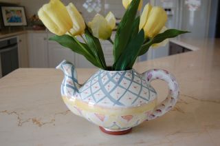 Mackenzie Childs Teapot Ceramic Vase Vintage Victoria Richard Days