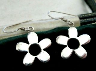 Vintage Jewellery Sterling Silver 925 Daisy Flower Dangle Drop Earrings
