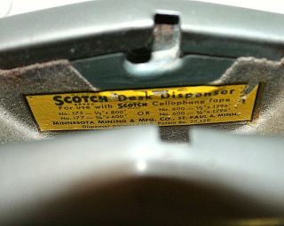 Vintage Mid Century Scotch Metal Tape Dispenser Heavy Duty Industrial MCM Gray 7