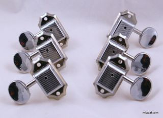 Set Of 6 3x3 Classic Vintage Style Tuning Keys Tuners Head Pegs,  Chrome