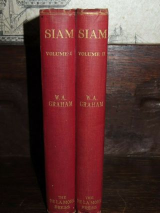 1924 SIAM by GRAHAM in 2 vols 153 illustrations & map THAILAND BANGKOK RAMA VI 2