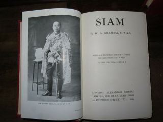 1924 SIAM by GRAHAM in 2 vols 153 illustrations & map THAILAND BANGKOK RAMA VI 3