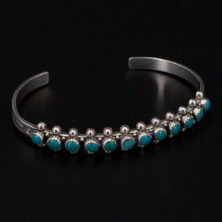 Vtg Sterling Silver Navajo Zuni Turquoise Snake Eye 6.  25 " Cuff Bracelet - 14g