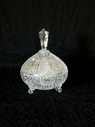 Gorgeous.  Vintage 3 Footed Crystal Glass Candy Dish With Lid