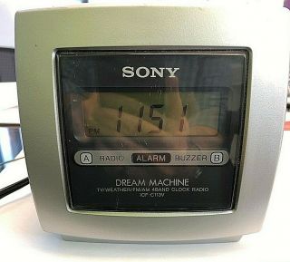 Vintage Sony Icf - C113v Digital Dream Machine Tv/fm/am/weather Cube Clock Radio