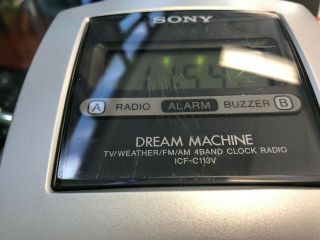 Vintage Sony ICF - C113V Digital Dream Machine TV/FM/AM/Weather Cube Clock Radio 2
