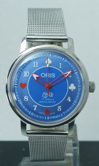 Vintage Fhf St - 96 17 Jewels Blue Poker Dial Hand Winding Luxury Watch