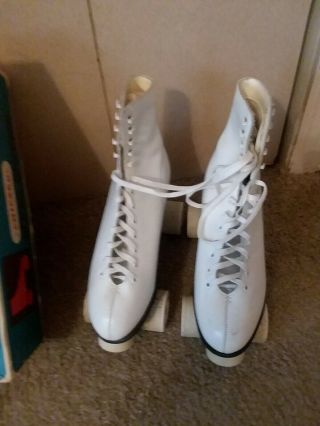 Chicago Ladies High White Lace U Roller Skates Boots Shoes Womens Size 9 Vintage