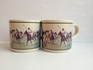 Ralph Lauren Polo Pony Vtg 1988 Mugs Set 2 Horse Match Coffee Cups