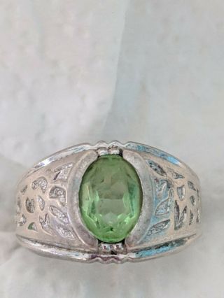 Vintage Joseph Esposito Sterling Silver Lime Green Stone Ring