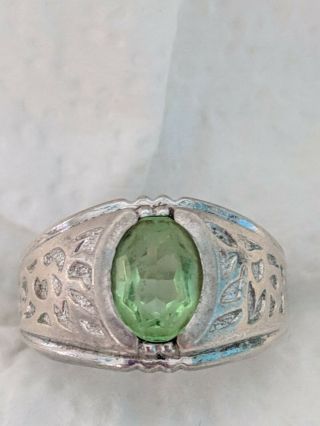 Vintage Joseph Esposito Sterling Silver Lime Green Stone Ring 2