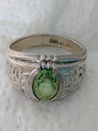 Vintage Joseph Esposito Sterling Silver Lime Green Stone Ring 3