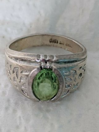 Vintage Joseph Esposito Sterling Silver Lime Green Stone Ring 4