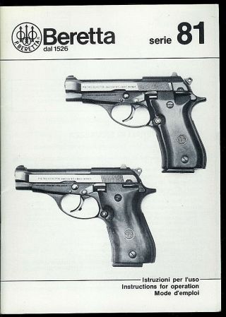 1989 - 90 Beretta Model 81/86 Series Semi - Auto Pistols Vintage Owner 