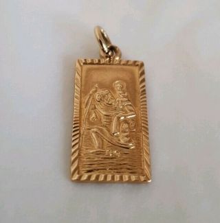 A Vintage 9ct Yellow Gold Charm / Fob / Pendant.  Depicting " Saint Christopher.
