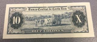 Vintage 1965 Banco Central de Costa Rica 10 Colones Series B Banknote 4