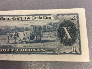 Vintage 1965 Banco Central de Costa Rica 10 Colones Series B Banknote 6