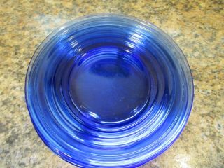 Set Of 6 Vintage Cobalt Blue Dessert Plates Ribbed Edges 6 3/4 "