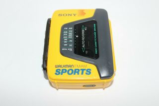 Vtg Yellow Sony Walkman Sports Am/fm Radio Cassette Player Not