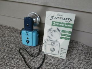 Imperial Satellite 127 Camera with flash adapter - Rare Green Plastic - Vintage 3