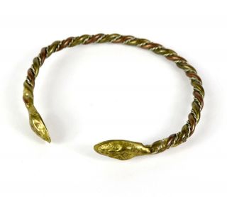 Vintage Snake Head Serpent Rope Braid Link Costume Jewelry Cuff Bracelet 11.  8g
