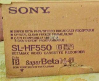 SONY SL - HF550 BETA Hi - Fi BETAMAX VCR PERFECT BOX Beta Max 2