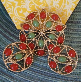 Vintage Brooch & Clip On Earring Set Pin Sarah Coventry Acapulco Designer Signed