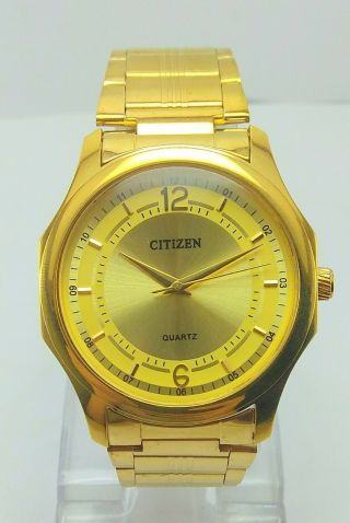 Vintage Citizen Quartz Golden Dial Men 