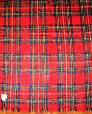 Vtg Royal Stewart Tartan Plaid Soft Mohair Throw Blanket Scotland 48x72 " - Estate