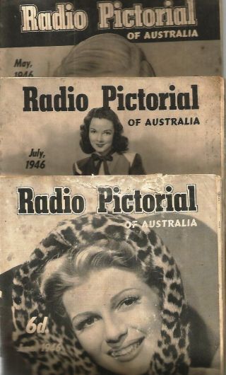 Radio Pictorial Of Australia May/june/july 1946 B/w Photos 3 Vintage Magazines