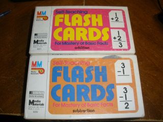 Media Materials Self Teaching Flash Cards Subtraction & Addition Complete Vtg