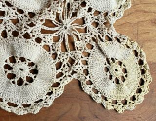 Vintage 1950s - 60s 84 X 73” Crochet Tablecloth ecru cotton 5