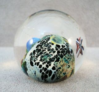 Vintage Miniature Art Glass Controlled Bubble Paperweight 1.  5 " Unsigned