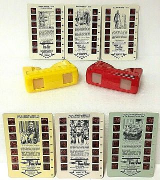 Vintage Tru - Vue Red & Yellow Viewers With 6 Batman & Space Sawyer 