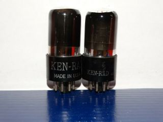 2 X 6sn7gt Ken - Rad Tubes Black Glass Strong Pair