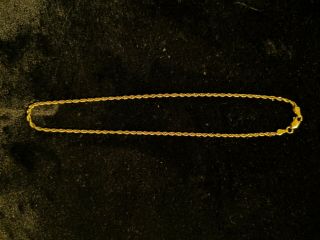 Anklet 14k Solid Yellow Gold Rope Chain Stamped Vintage Bailey Banks Biddle