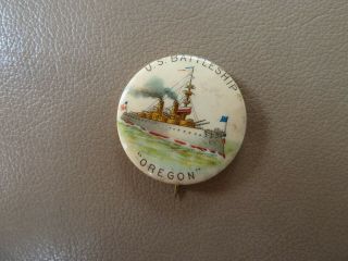 Vintage Pinback Button - U.  S.  Battleship 