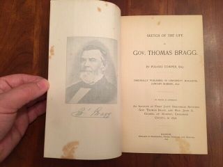 1891 Life Of North Carolina Gov.  Thomas Bragg,  Confederate Attorney General Csa