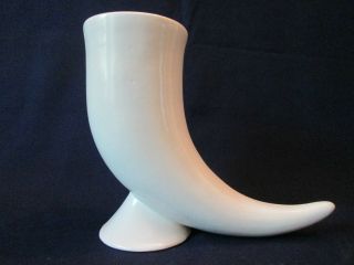 Horn O Plenty Vase Vintage American Artpottery: Matte White Glaze: