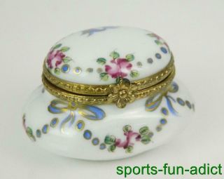 Vintage Rochard Limoges France Hand Painted Porcelain Pill Trinket Box