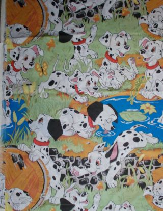 Vintage Disney 101 Dalmatians Twin Flat Sheet Quilting Fabric Crafts