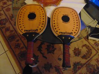 Marcraft Vintage Black Beauty Paddle Ball Racquet Maple Wood