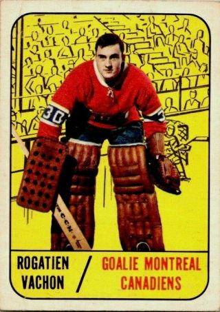 1967 - 68 Topps Rogatien Vachon Rookie Card 75 Good Vintage Hockey Card
