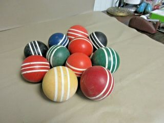 11 Vintage Croquet Balls - 5 Large,  6 Small,  Lawn Games Sports