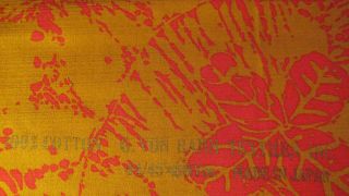 Estate Vtg Hawaiian Print Tiki Floral Barkcloth Fabric 44 X 70 G.  Von Hamm Japan