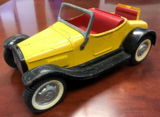 Vintage Yellow Red Nylint Hot Rod Roadster Rumble Seat Model T Pressed Steel Toy