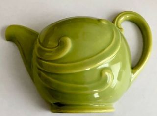 Vintage Old Ceramic Green Teapot Kitchen Wall Pocket Hanging Vase