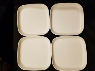 Set Of 4 Tupperware Vintage Almond Square 8 " Plate Plates 1534 Euc